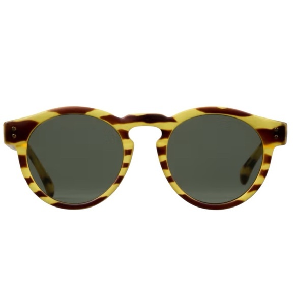 KOMONO Clement Safari Sunglasses NEW NWT round brown yellow stripe